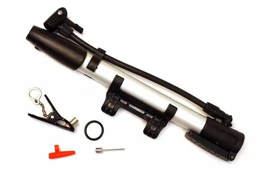 Насос велосипедный JOY KIE пластик, Т-ручка, шланг, авто/вело, подножка, игла, JK314