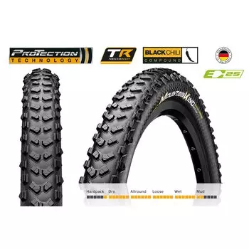 Велопокрышка Continental Mountain King ProTection, foldable, 27.5x2.6", 3/180Tpi, 810гр, черный, 1015830000