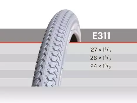 Велопокрышка EXCEL E-311, 24X1 3/8 ( 540 Х 37 ), слик, для инвалидной коляски, серая