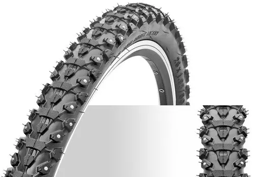 Велопокрышка с камерой CHAO YANG, 26" x 1.95, H-5111, зимняя, 150 шипов, с автовентилем, черный, ST (660021)