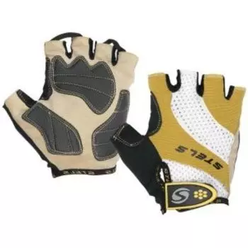 Велоперчатки Stels CG-1180, бело-коричнево-черные