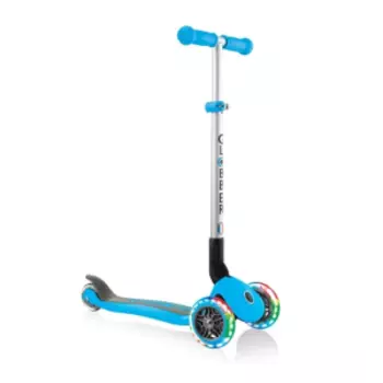 Самокат Globber PRIMO FOLDABLE LIGHTS, трехколесный, складной, светящиеся колеса, детский, голубой, 432-101