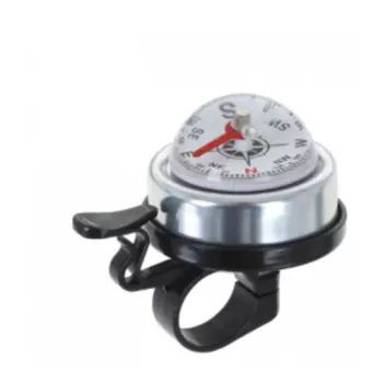 Звонок велосипедный TBS, ударный, с компасом, сталь/пластик, серебристый, 20086