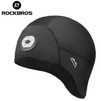 Велошапка ROCKBROS, утепленная, с фонариком, 3 режима, черный, RB_18220001001
