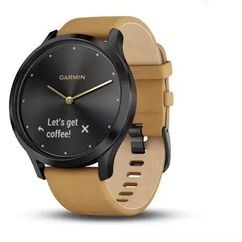 Смарт-часы Garmin vivomove HR, Premium, 127-204 mm, Onyx Black with Tan Suede, 010-01850-00