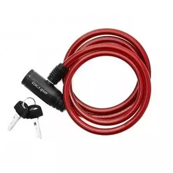 Велосипедный замок Vinca Sport, тросовый, на ключ, 8 х 1200мм, красный, VS 102.102 red