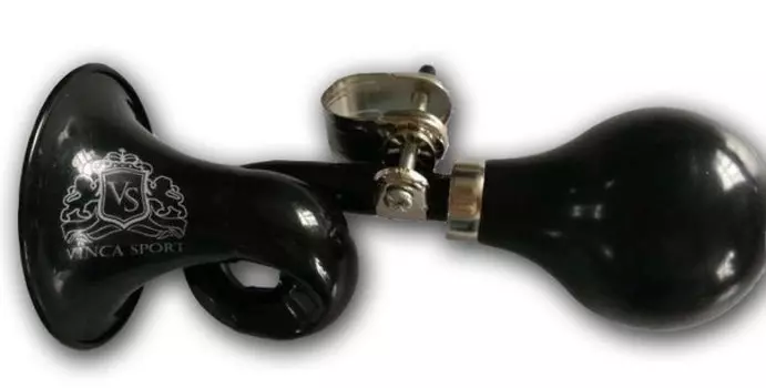 Клаксон Vinca Sport изогнутый стальной, поворотное крепление на руль с черной грушей, HR-86 black
