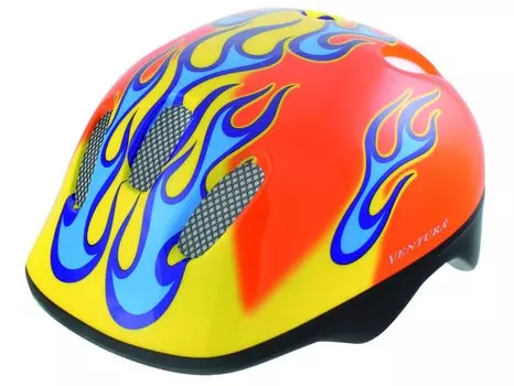 Велошлем детский VENTURА FLAME, сине-желто-оранжевый