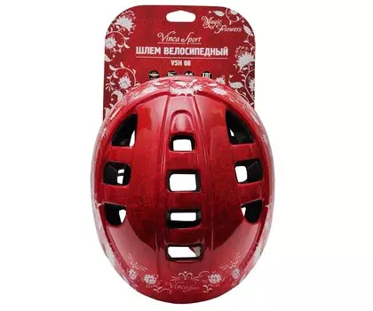 Велошлем детский Vinca Sport, красный, с рисунком, VSH 8 Magic flowers (Размер: S (48-52 см))