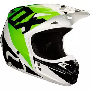 Велошлем Fox V1 Race Helmet, White/Black/Green