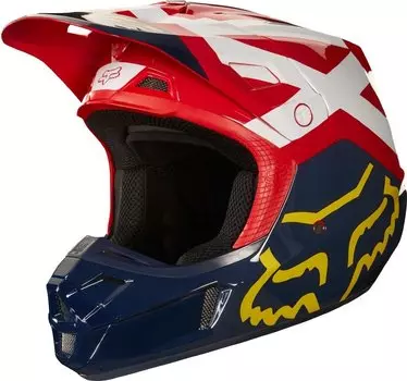 Велошлем Fox V2 Preme Helmet, Navy/Red, 2018