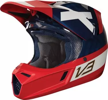 Велошлем Fox V3 Preest Helmet, Navy/Red