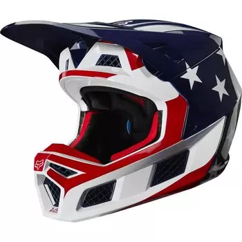 Велошлем Fox V3 Prey Helmet, White/Red/Blue, 2020