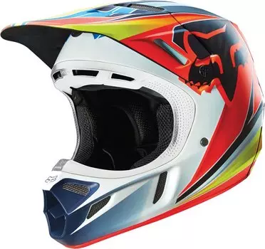 Велошлем Fox V4 Race Helmet, Blue/Red