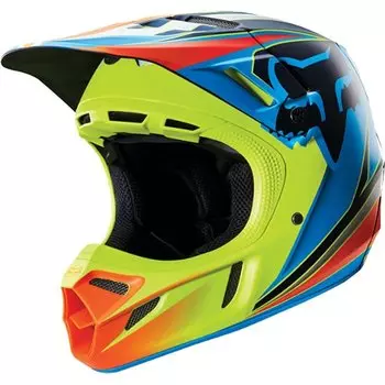 Велошлем Fox V4 Race Helmet, Blue/Yellow