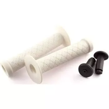 Ручки CLARK`S на руль торцевая защита+защита от проскальзывания.+1фиксатор, белые, 3-403