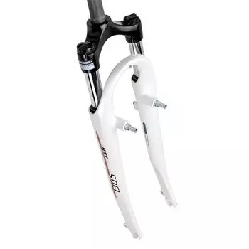 Вилка амортизационная RST SOFI, пружинно-эластомерная, шток 220мм+резьба 50мм, ход 50мм, V-Brake, белая, 5-395644