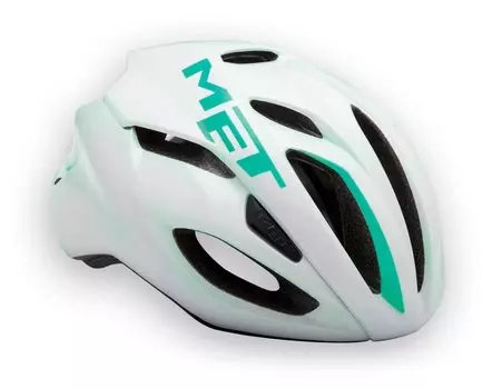 Велошлем MET Rivale, бело-зеленый