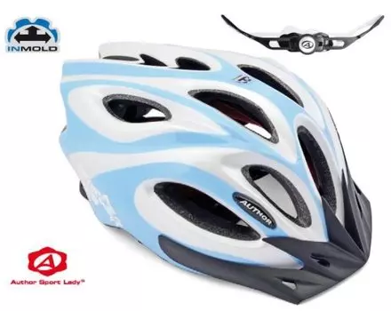 Велошлем спортивный AUTHOR SKIFF ASL женский 1011 Blu, 14 отверстий (52-58см) бело-голубой 8-9001049
