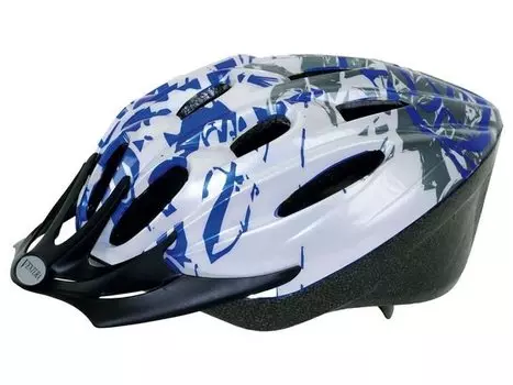 Велошлем Ventura BLUE SPOTS МТВ, белый/серый/синий, 731027 (Размер: 53-57 см)