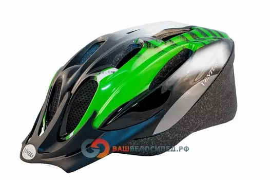 Велошлем VENTURA, черно-бело-зеленый, 5-731036 (Размер: 54-58 см)