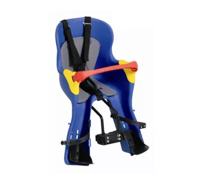 Велосиденье HTP KIKI T DELUXE+PROTECTION, на раму спереди, d=22/25/30/38 mm, до 15 кг, синие, 92070823