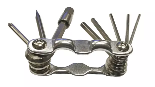 Мультитул велосипедный, универсальный набор, мини, складной, серебристый, 00-190607