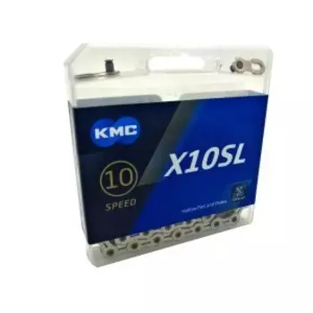 Велосипедная цепь КМС X10SL, 10 скоростей, 1/2"x11/128"Х116, Суперпрочные полые пины, точное переключение, X10SL