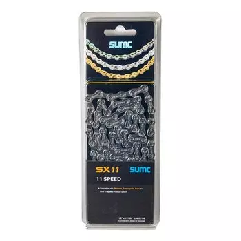 Велосипедная цепь SUMC - SX11, 1/2''x11/128'', 11 скоростей, 116 звеньев, с замком, серебристая, ARV000088