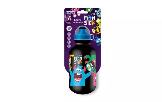 Велосипедная фляга TRIX Little Monster, детская, 500 мл, защитная крышка, LDPE, фиолетовая, BTTX501LM