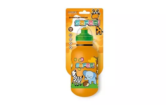 Велосипедная фляга TRIX Safari, детская, 500 мл, защитная крышка, оранжевая, BTTX501SF