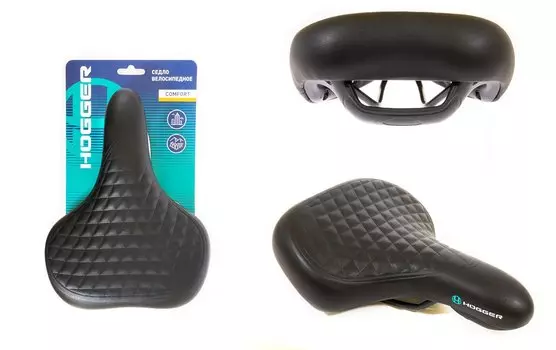 Велосипедное седло HOGGER комфорт 260x190 мм, рифленое, черное, SDHG60190R0BK