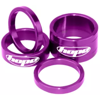 Велосипедные проставочные кольца "Hope"под вынос, на шток вилки 1 1/8" Фиолетовые (комплект). SDOCPU
