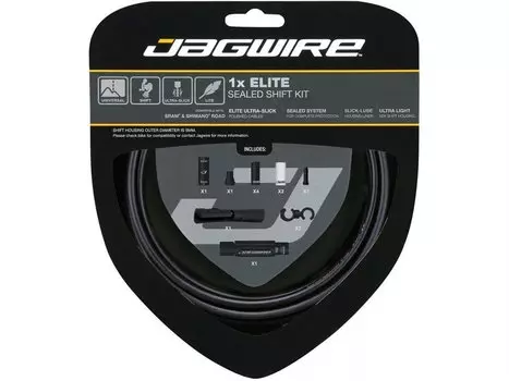 Велосипедный набор рубашек и тросиков переключения JAGWIRE Elite Sealed Shift Kit 1X Stealth, черный, SCK020