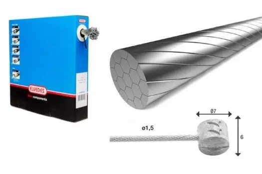 Велосипедный тормозной трос ELVEDES, 19 жильный, опрессованный, нержавеющая сталь, 1,5x2000 мм, 7x6, 6426RVS-SLICK