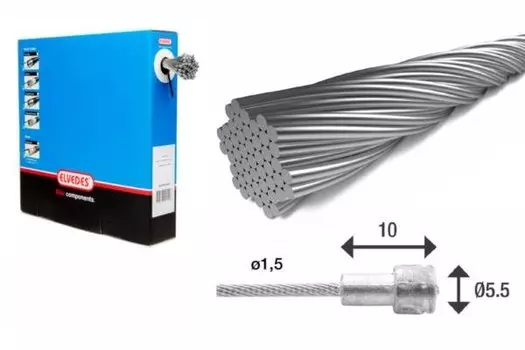 Велосипедный тормозной трос ELVEDES, 49 жильный, нержавеющая сталь, более гибкий, 1,5x2000 мм, 10xØ5.5, 6411RVS-49-BOX