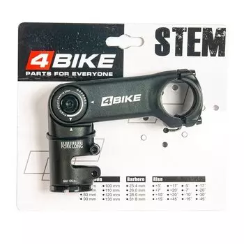 Вынос руля 4BIKE, алюминиевый, TDS-D616, L:90, R:0-60°, D:31.8мм, чёрный, ARV000003