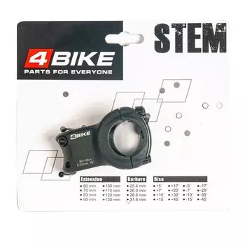 Вынос руля 4BIKE, алюминиевый, TDS-D623, L:35, R:0°, D:31.8мм, индивидуальная упаковка, чёрный, ARV000001