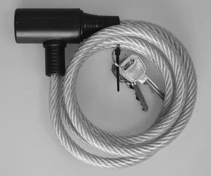 Велосипедный замок 10 х 1200мм(48"), тросовый, на ключ, прозрачный, FK-225A 10х1200мм