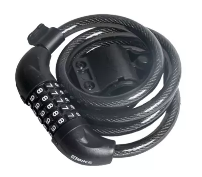 Велосипедный замок 4Bike 501, тросовый, кодовый, 12x1200, черный, ARV-JJ-501-BLK-1200