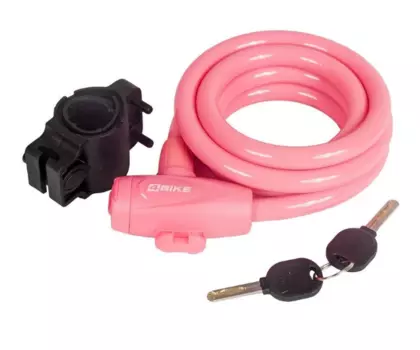 Велосипедный замок 4Bike 588, тросовый, на ключ, 12x1800, розовый, ARV-JJ-588-PNK-1800