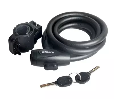 Велосипедный замок 4Bike 588, тросовый, на ключ, 12x1800, матовый черный, ARV-JJ-588-BLK-1800