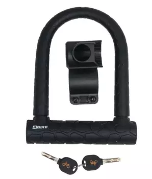 Велосипедный замок 4Bike 610, U-образный, стальной, на ключ, с креплением, черный, ARV-JJ-610-BLK