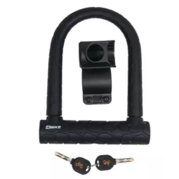 Велосипедный замок 4Bike 610, U-образный, стальной, на ключ, с креплением, черный, ARV-JJ-610-BLK