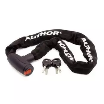 Велосипедный замок AUTHOR ACHL-55, цепь, на ключ, тканевая-оболочка, 8 х 900мм, черный, 8-17062020