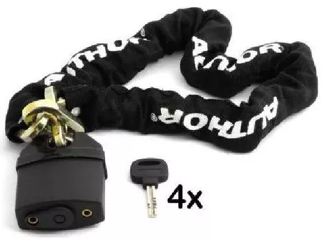 Велосипедный замок AUTHOR ACHL-65, цепь, U-lock, на ключ, тканевая-оболочка, 8 х 900 мм, черный, 8-17062022