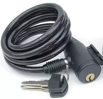 Велосипедный замок AUTHOR ASL-31, тросовый, на ключ, с креплением, 8 х 1500 мм, черный, 8-17060150