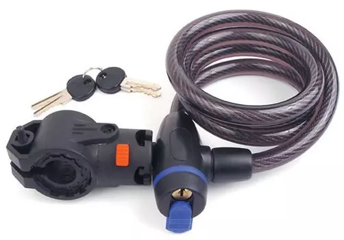 Велосипедный замок AUTHOR ASL-35, тросовый, на ключ, с креплением, 12 х 1200мм, черный, 8-17060315