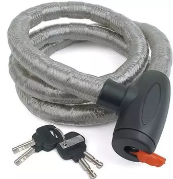 Велосипедный замок AUTHOR ASL-39, тросовый, на ключ, 22 х 1500мм, серебристый, 8-17060400