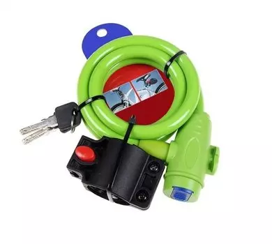 Велосипедный замок Forward High Security, тросовый, на ключ, с креплением на раму, 12 х 1200 мм, зеленый, FWDHS121200GRN